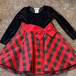 Bonnie Jean Black and Red Plaid Formal Dress